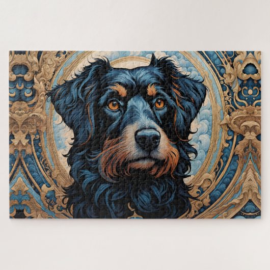 Puzzle Portrait noir et Tan Terrier (Horizontal)