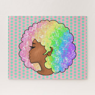 Puzzle Portrait Pastel Arc-en-Ciel Afro Groovy Rétro Bouc