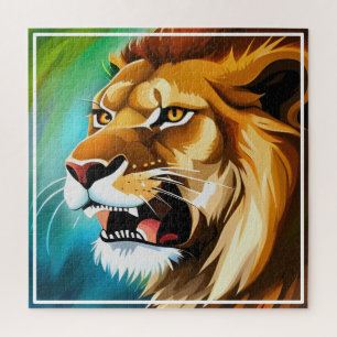 Puzzle Portrait Posé côté Lion rugissant-57566