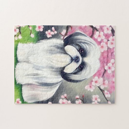 Puzzle Portrait Shih Tzu dans Oriental Elegant (Horizontal)