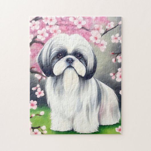 Puzzle Portrait Shih Tzu dans Oriental Elegant (Vertical)
