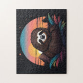 Puzzle Portrait Sloth Avec Coucher De Soleil (Vertical)