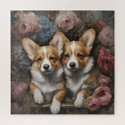 Puzzle Portraits de races de chiens de fleurs 5 (Vertical)