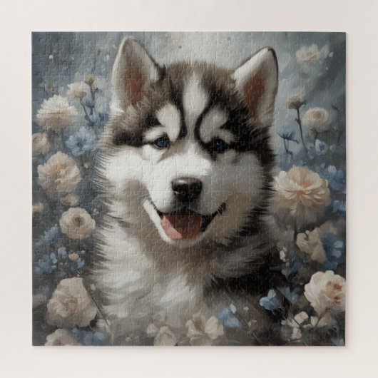 Puzzle Portraits de races de chiens de fleurs 7 (Vertical)