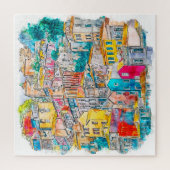 Puzzle Portugal Watercolor Cityscape (Vertical)