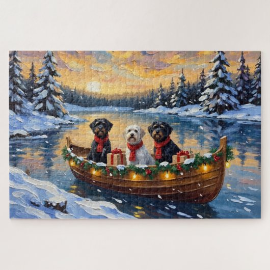 Puzzle Portuguese Water Dog Christmas Boat Holiday (Horizontal)