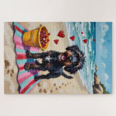 Puzzle Portuguese Water Dog Valentine's Day Beach Hearts (Horizontal)
