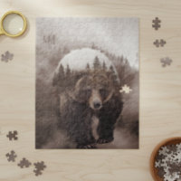 Poster de la forêt à double exposition de l'ours B
