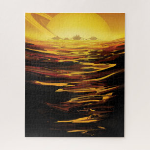 Puzzle Poster de l'espace rétro - La plus grande lune de 