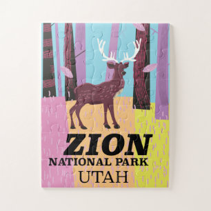 Puzzle Poster de voyage du parc national de Zion Utah.
