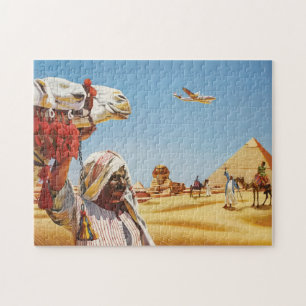 Puzzle Poster de voyage en Egypte vintage, Pyramide, Sphi