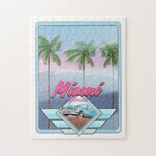 Puzzle poster de voyage Miami Florida Vintage (Vertical)
