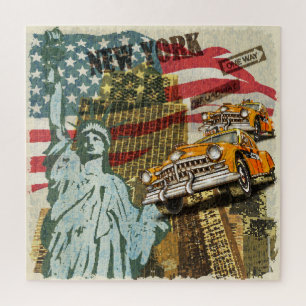Puzzle Poster de voyage new-yorkais vintage.