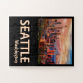 Puzzle Poster de voyage Retro Seattle Washington (Horizontal)