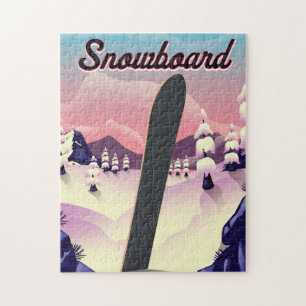 Puzzle poster de voyage vintage Snowboard