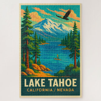 Puzzle Poster du Vintage voyage du lac Tahoe (vert)