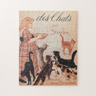 Puzzle Poster d'une fille nourricière Chats Vintage Stei