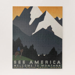 Puzzle Poster vintage Promouvoir Les Voyages Au Montana.
