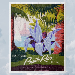 Puzzle Poster Vintage voyage Art, Découvrez Porto Rico!