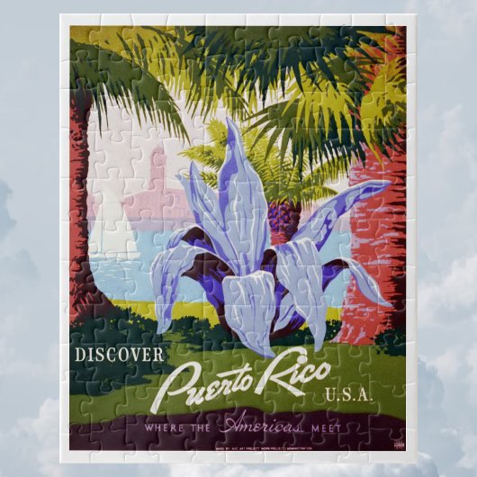 Puzzle Poster Vintage voyage Art, Découvrez Porto Rico!