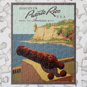 Puzzle Poster Vintage voyage, Découvrez Porto Rico !