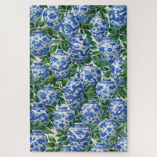 Puzzle Pot à gingembre en porcelaine chinoise bleue (Vertical)