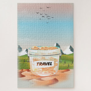 Puzzle Pot en verre pour argent de voyage