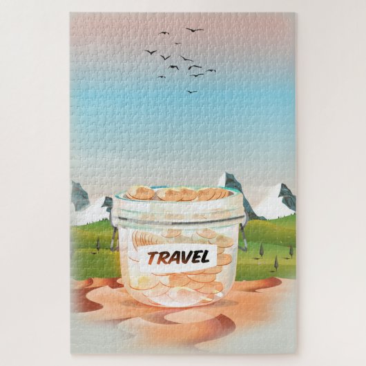 Puzzle Pot en verre pour argent de voyage (Vertical)