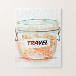 Puzzle Pot en verre pour l'argent de voyage