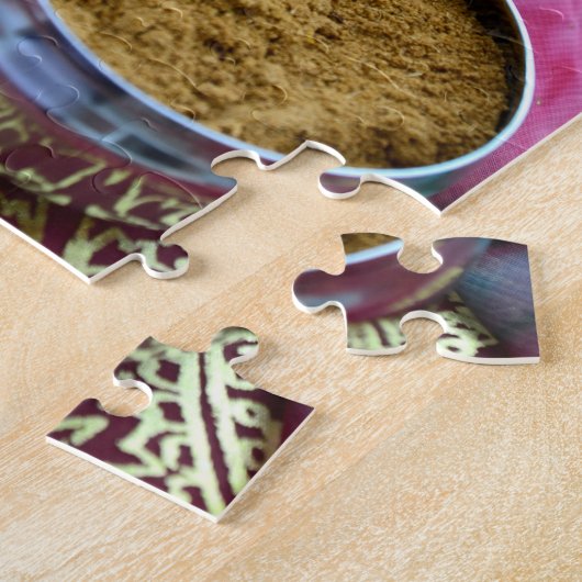 Puzzle Pots d'épices indiens sur Sari rose et or (Côté)