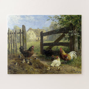 Puzzle Poules de basse-cour en liberté Carl Jutz
