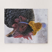 Puzzle Poulet à casquette tricoté, (Horizontal)