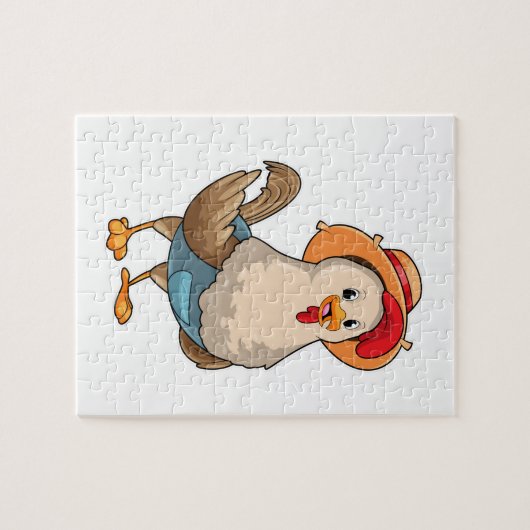 Puzzle Poulet en fermier avec Casquette (Horizontal)