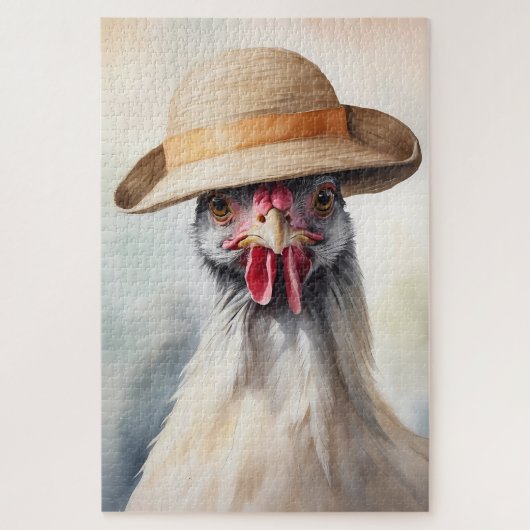 Puzzle Poulet mignon Avec Casquette Soleil (Vertical)