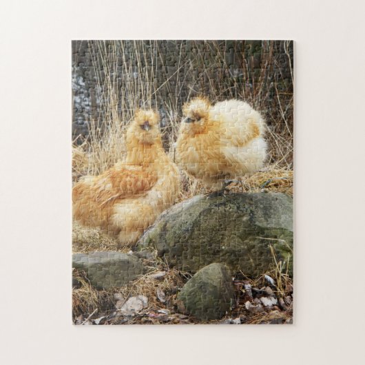 Puzzle Poulets de couleur chamois de silkie (Vertical)