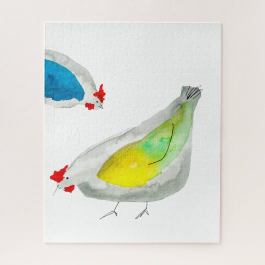 Puzzle Poulets mignons aquarelle (Vertical)