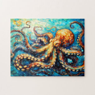 Puzzle Poulpe dans une peinture à l'huile d'océan tourbil