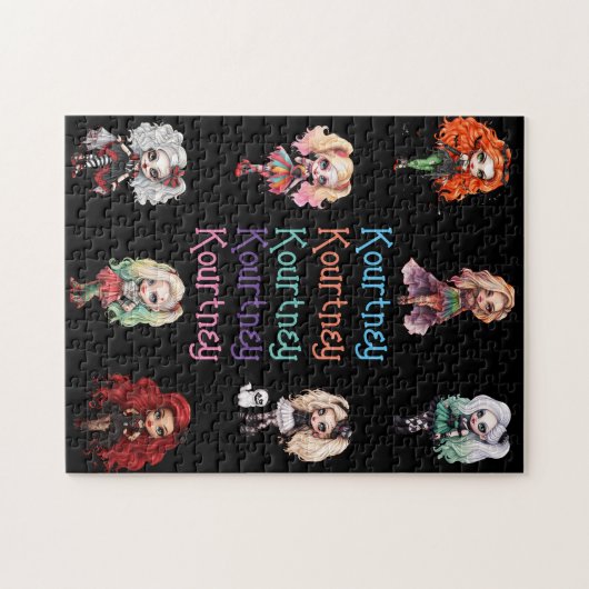 Puzzle Poupée Éffrayante Halloween Thème avec nom (Horizontal)