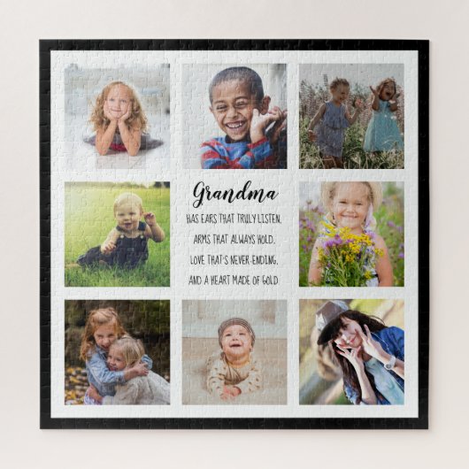 Puzzle Pour Grandma 8 Photos et Citer Faux Canvas Personn (Vertical)