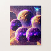 Puzzle Pourpre cosmique plusieurs lunes dans l'univers nu (Vertical)