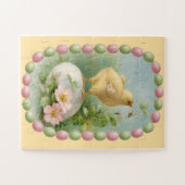 Puzzle Poussin printanier avec bordure d'œuf pastel (Horizontal)