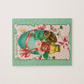 Puzzle Poussins vintages avec Oeufs de Pâques Salutation  (Horizontal)