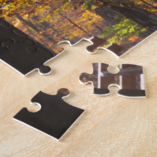 Puzzle Poutres de soleil dans une forêt d'automne (Côté)