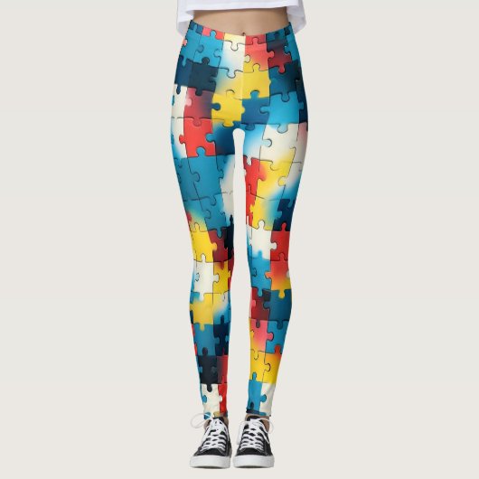 Puzzle Power en leggings colorés vibrants (Devant)