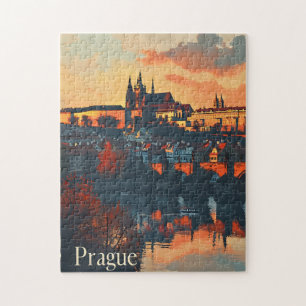 Puzzle Prague vintage : Carte postale du Pont Charles