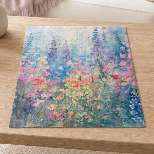 Puzzle Prairie de fleurs sauvages à l'aquarelle pastel