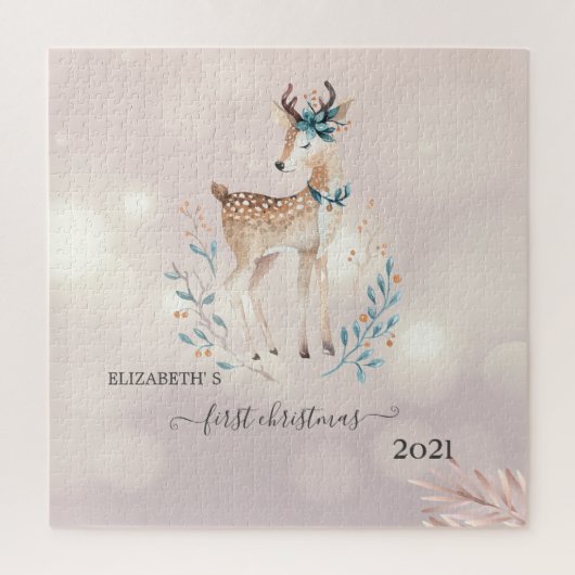 Puzzle Premier Noël, Joyeux Cerf des Fêtes (Vertical)