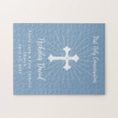 Puzzle Première communion en bleu foncé avec croix (Horizontal)