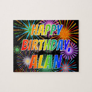 Puzzle Prénom "ALAN", amusant "HEUREUX ANNIVERSAIRE"