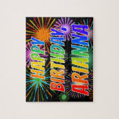 Puzzle Prénom "ARIANNA", Amusant "HEUREUX ANNIVERSAIRE" (Vertical)